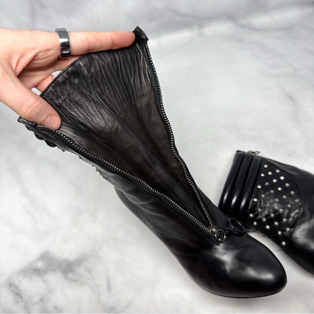 Giuseppe Zanotti Black Leather Studded Quilted Ankle Boots - Picture 5 of 14